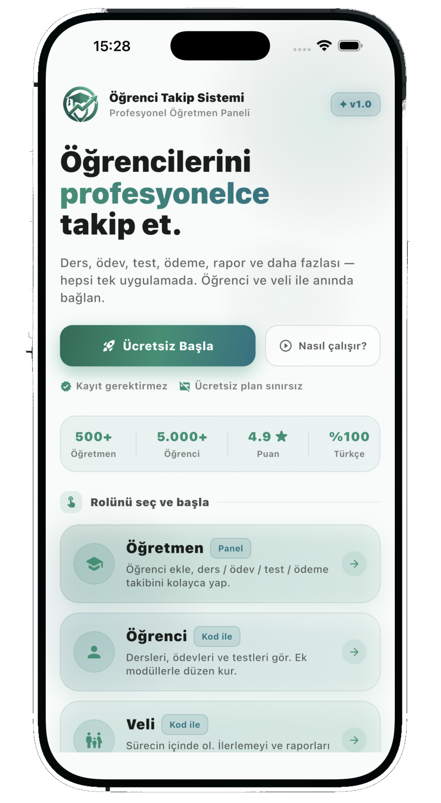 Öğrenci Takip Sistemi giriş ekranı